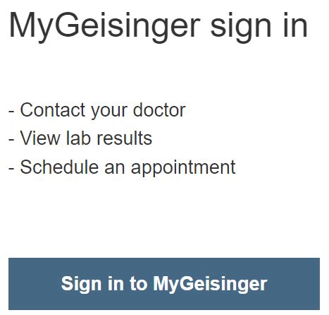 mygeisinget|login in to patients portal geisinger.